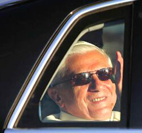 Benedict XVI wearing sunglasses